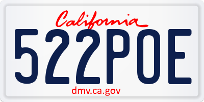 CA license plate 522POE