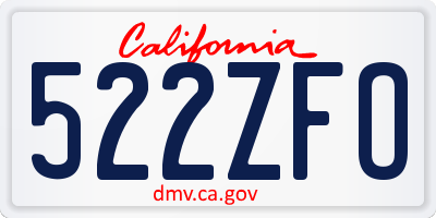 CA license plate 522ZFO