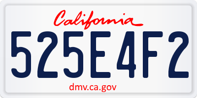 CA license plate 525E4F2