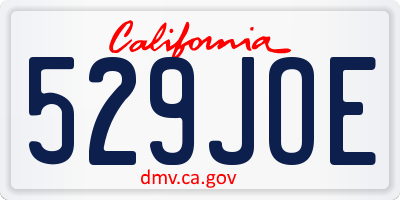 CA license plate 529JOE