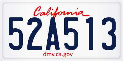 CA license plate 52A513