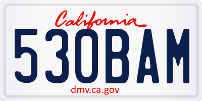 CA license plate 530BAM