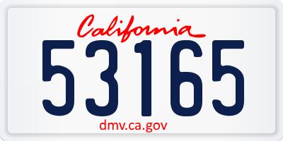 CA license plate 53165