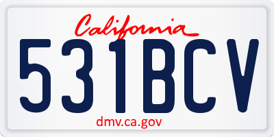 CA license plate 531BCV