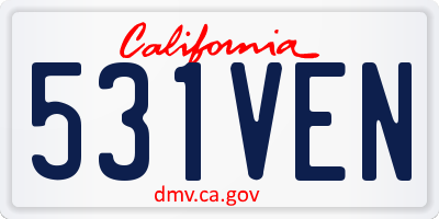 CA license plate 531VEN