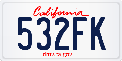 CA license plate 532FK