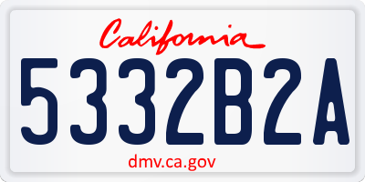 CA license plate 5332B2A