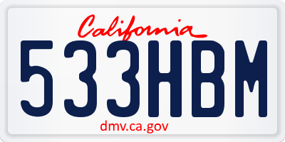 CA license plate 533HBM