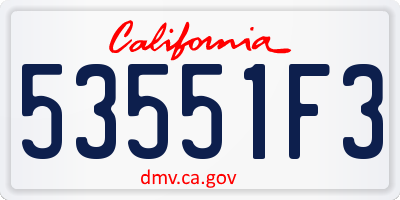 CA license plate 53551F3