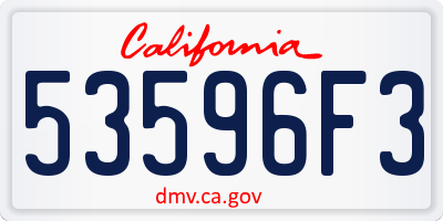 CA license plate 53596F3