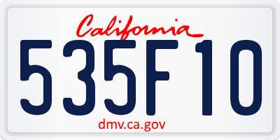 CA license plate 535F10