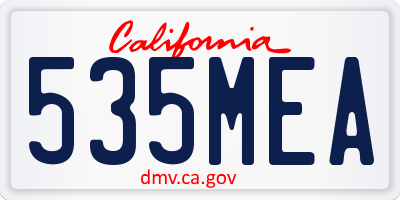 CA license plate 535MEA