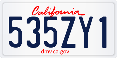 CA license plate 535ZY1