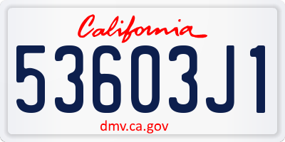 CA license plate 53603J1