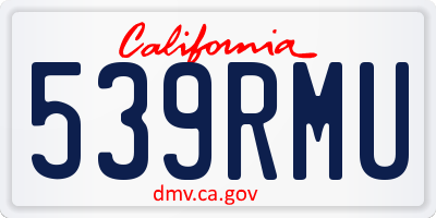 CA license plate 539RMU