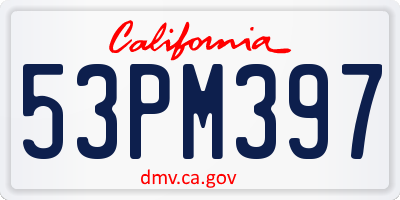 CA license plate 53PM397