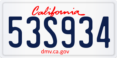 CA license plate 53S934