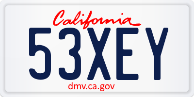 CA license plate 53XEY