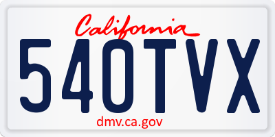 CA license plate 540TVX