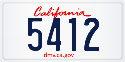 CA license plate 5412