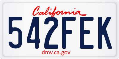 CA license plate 542FEK