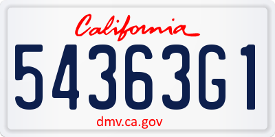 CA license plate 54363G1