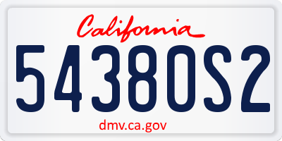 CA license plate 54380S2