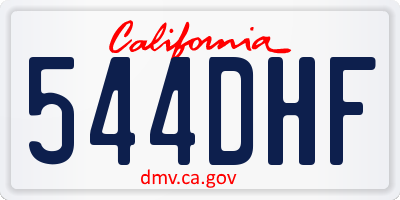 CA license plate 544DHF