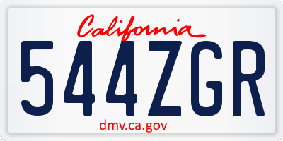 CA license plate 544ZGR