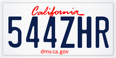 CA license plate 544ZHR