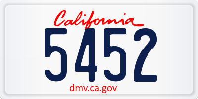 CA license plate 5452