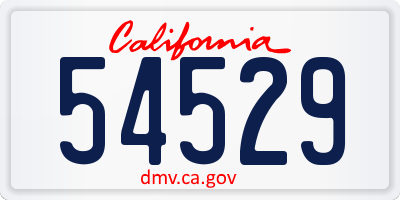 CA license plate 54529