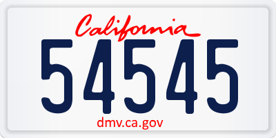 CA license plate 54545