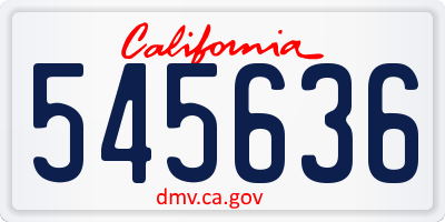 CA license plate 545636