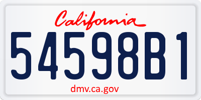 CA license plate 54598B1