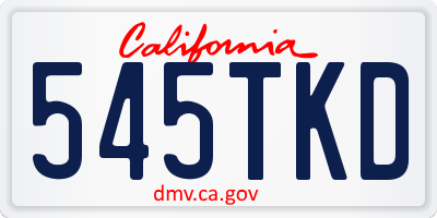 CA license plate 545TKD