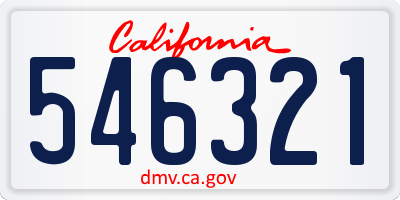 CA license plate 546321