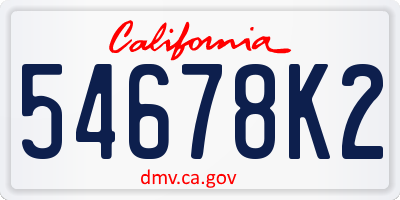 CA license plate 54678K2