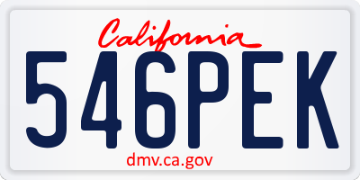 CA license plate 546PEK