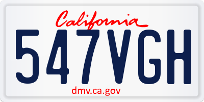 CA license plate 547VGH