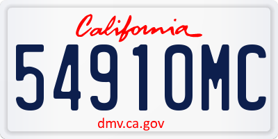 CA license plate 54910MC