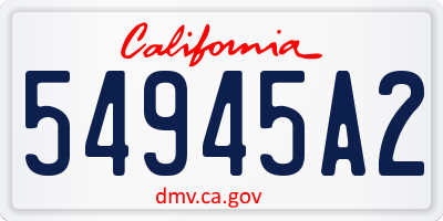 CA license plate 54945A2