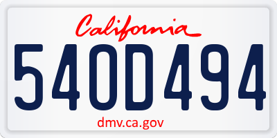 CA license plate 54OD494