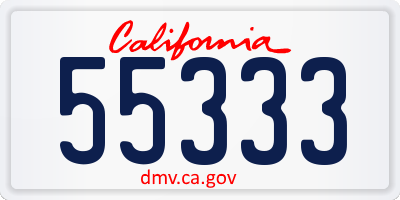 CA license plate 55333