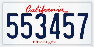 CA license plate 553457