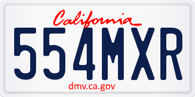 CA license plate 554MXR