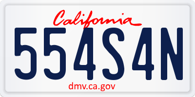 CA license plate 554S4N