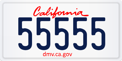 CA license plate 55555