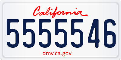 CA license plate 5555546