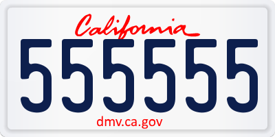 CA license plate 555555